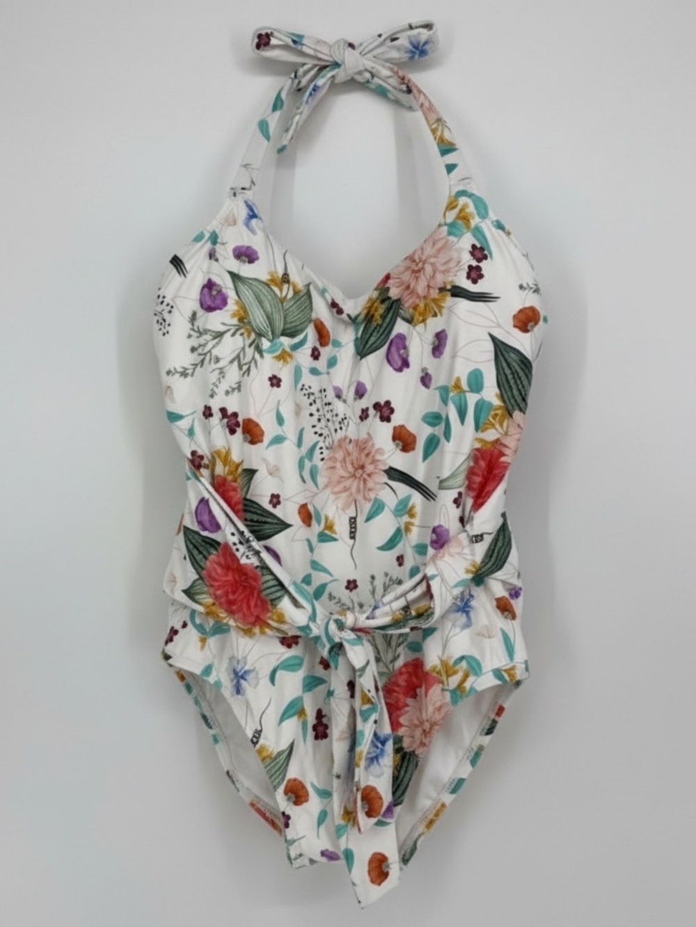 Jantzen Seafoam Tides Smoothing Tummy Control One-Piece Sporty Tropical Swimsuit - Picture 2 of 14